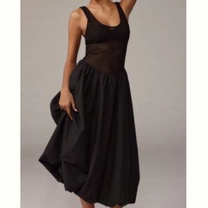 Anthropologie Black midi Mesh Sleeveless Dress